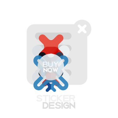 Düz tasarım çapraz şekil geometrik etiket simge, kağıt tarzı tasarım şimdi satın almak ile iş veya web sunum, app veya arayüzü düğmeleri için örnek metin