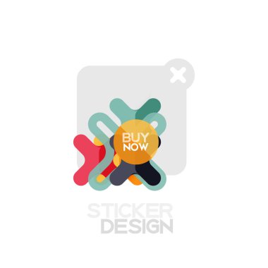 Düz tasarım çapraz şekil geometrik etiket simge, kağıt tarzı tasarım şimdi satın almak ile iş veya web sunum, app veya arayüzü düğmeleri için örnek metin