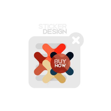 Düz tasarım çapraz şekil geometrik etiket simge, kağıt tarzı tasarım şimdi satın almak ile iş veya web sunumu, app veya arayüzü düğmeleri, internet web sitesi mağaza afiş ve etiketleri için örnek metin