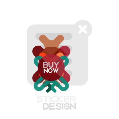 Düz tasarım çapraz şekil geometrik etiket simge, kağıt tarzı tasarım şimdi satın almak ile iş veya web sunum, app veya arayüzü düğmeleri için örnek metin