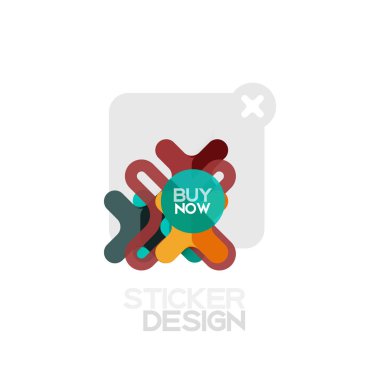 Düz tasarım çapraz şekil geometrik etiket simge, kağıt tarzı tasarım şimdi satın almak ile iş veya web sunum, app veya arayüzü düğmeleri için örnek metin