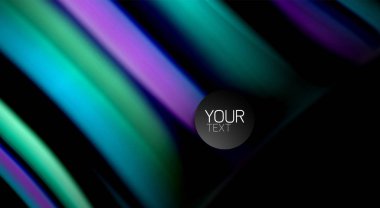 Dalga satırları sıvı gökkuşağı tarzı renk çizgili siyah arka plan üzerine soyut. Sunum, app duvar kağıdı, başlık sayfası veya poster için sanatsal illüstrasyon