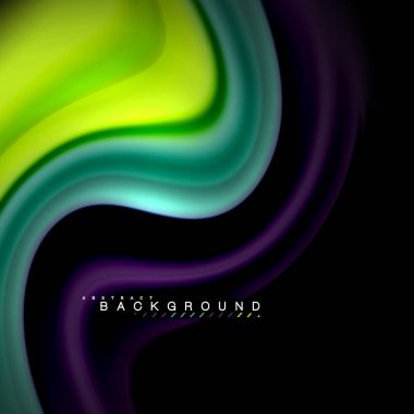 Sıvı karıştırma renkler dalga arka plan tasarlamak vektör. Renkli örgü dalgalar