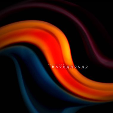 Sıvı karıştırma renkler dalga arka plan tasarlamak vektör. Renkli örgü dalgalar