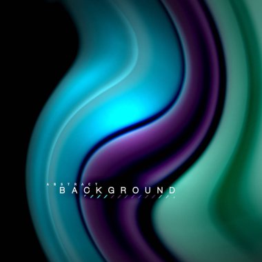 Sıvı karıştırma renkler dalga arka plan tasarlamak vektör. Renkli örgü dalgalar