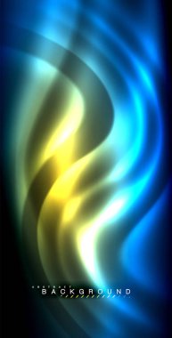 Neon parlayan dalga, sihirli enerji ve ışık arka plan