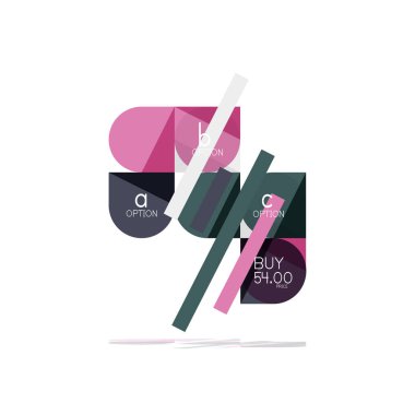 En az daire temiz soyut seçeneği adım Infographic tasarım öğesi, geometrik şekiller - iş veya web sunumu, app veya arabirim için örnek metin kareler, daireler ve satırların düzeniyle yuvarlak