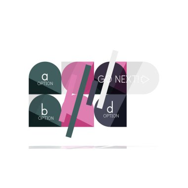 En az daire temiz soyut seçeneği adım Infographic tasarım öğesi, geometrik şekiller - Tur kareler, daireler ve satırları düzeni ile örnek metin