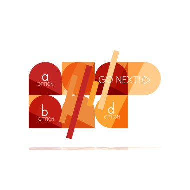 En az daire temiz soyut seçeneği adım Infographic tasarım öğesi, geometrik şekiller - Tur kareler, daireler ve satırları düzeni ile örnek metin