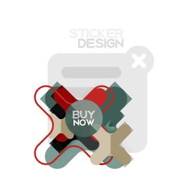 Düz tasarım çapraz şekil geometrik etiket simge, kağıt tarzı tasarım şimdi satın almak ile iş veya web sunum, app veya arayüzü düğmeleri için örnek metin