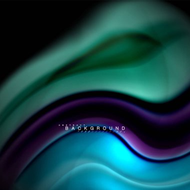 Sıvı karıştırma renkler dalga arka plan tasarlamak vektör. Renkli örgü dalgalar