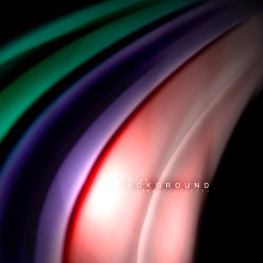 Sıvı karıştırma renkler dalga arka plan tasarlamak vektör. Renkli örgü dalgalar