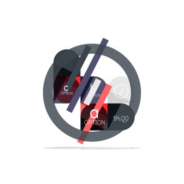 En az daire temiz soyut seçeneği adım Infographic tasarım öğesi, geometrik şekiller - Tur kareler, daireler ve satırları düzeni ile örnek metin