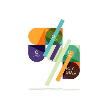 En az daire temiz soyut seçeneği adım Infographic tasarım öğesi, geometrik şekiller - Tur kareler, daireler ve satırları düzeni ile örnek metin