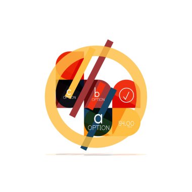 En az daire temiz soyut seçeneği adım Infographic tasarım öğesi, geometrik şekiller - iş veya web sunumu, app veya arabirim için örnek metin kareler, daireler ve satırların düzeniyle yuvarlak