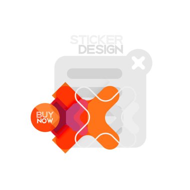 Düz tasarım çapraz şekil geometrik etiket simge, kağıt tarzı tasarım şimdi satın almak ile iş veya web sunum, app veya arayüzü düğmeleri için örnek metin