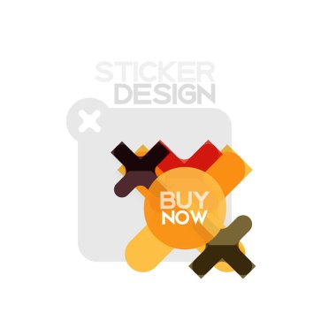 Düz tasarım çapraz şekil geometrik etiket simge, kağıt tarzı tasarım şimdi satın almak ile iş veya web sunum, app veya arayüzü düğmeleri için örnek metin