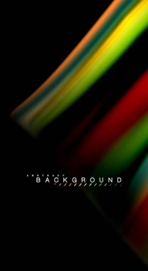 Dalga satırları sıvı gökkuşağı tarzı renk çizgili siyah arka plan üzerine soyut. Sunum, app duvar kağıdı, başlık sayfası veya poster için sanatsal illüstrasyon