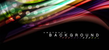 Siyah arka plan üzerinde renkli dalga satırları