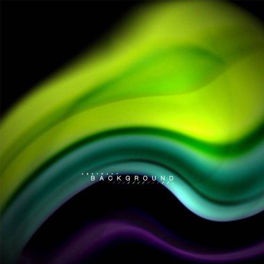 Sıvı karıştırma renkler dalga arka plan tasarlamak vektör. Renkli örgü dalgalar