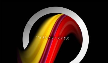 Gökkuşağı sıvı geometrik şekil dalga ve metalik renkler