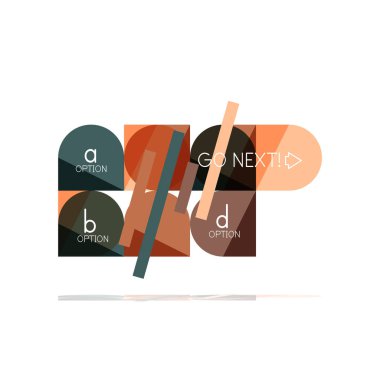 En az daire temiz soyut seçeneği adım Infographic tasarım öğesi, geometrik şekiller - Tur kareler, daireler ve satırları düzeni ile örnek metin