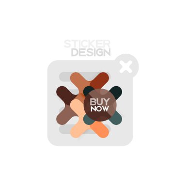 Düz tasarım çapraz şekil geometrik etiket simge, kağıt tarzı tasarım şimdi satın almak ile iş veya web sunum, app veya arayüzü düğmeleri için örnek metin