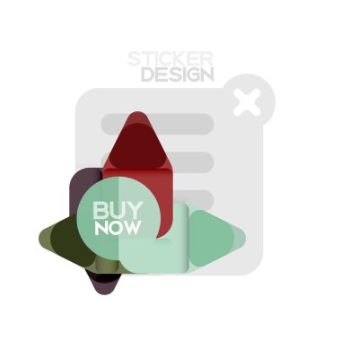 Düz tasarım üçgen ok şekli geometrik etiket simgesi, kağıt tarzı tasarım ile satın iş veya web sunumu, app veya arayüzü düğmeleri, internet web sitesi için örnek metin depolamak şimdi afiş