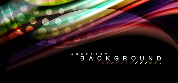 Tarka hullám vonalak a fekete háttér design — Stock Vector
