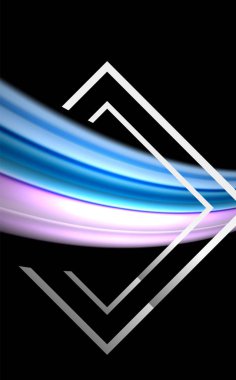 Gökkuşağı sıvı geometrik şekil dalga ve metalik renkler