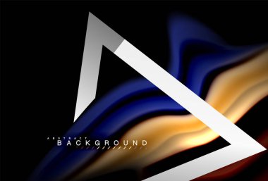 Gökkuşağı sıvı geometrik şekil dalga ve metalik renkler