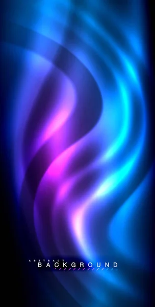 Неонова сяюча хвиля, магічна енергія та світловий рух фону — стоковий вектор
