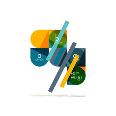 En az daire temiz soyut seçeneği adım Infographic tasarım öğesi, geometrik şekiller - Tur kareler, daireler ve satırları düzeni ile örnek metin