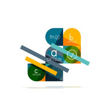 En az daire temiz soyut seçeneği adım Infographic tasarım öğesi, geometrik şekiller - Tur kareler, daireler ve satırları düzeni ile örnek metin