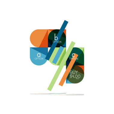 En az daire temiz soyut seçeneği adım Infographic tasarım öğesi, geometrik şekiller - Tur kareler, daireler ve satırları düzeni ile örnek metin