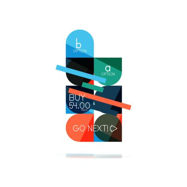 En az daire temiz soyut seçeneği adım Infographic tasarım öğesi, geometrik şekiller - Tur kareler, daireler ve satırları düzeni ile örnek metin