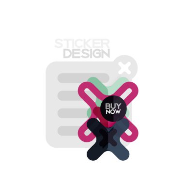 Düz tasarım çapraz şekil geometrik etiket simge, kağıt tarzı tasarım şimdi satın almak ile iş veya web sunum, app veya arayüzü düğmeleri için örnek metin