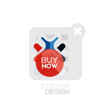 Düz tasarım çapraz şekil geometrik etiket simge, kağıt tarzı tasarım şimdi satın almak ile iş veya web sunum, app veya arayüzü düğmeleri için örnek metin