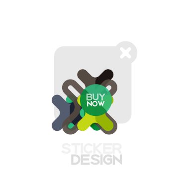 Düz tasarım çapraz şekil geometrik etiket simge, kağıt tarzı tasarım şimdi satın almak ile iş veya web sunum, app veya arayüzü düğmeleri için örnek metin