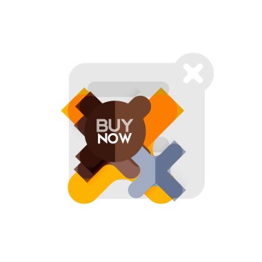 Düz tasarım çapraz şekil geometrik etiket simge, kağıt tarzı tasarım şimdi satın almak ile iş veya web sunumu, app veya arayüzü düğmeleri, internet web sitesi mağaza afiş ve etiketleri için örnek metin