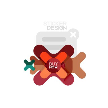 Düz tasarım çapraz şekil geometrik etiket simge, kağıt tarzı tasarım şimdi satın almak ile iş veya web sunum, app veya arayüzü düğmeleri için örnek metin
