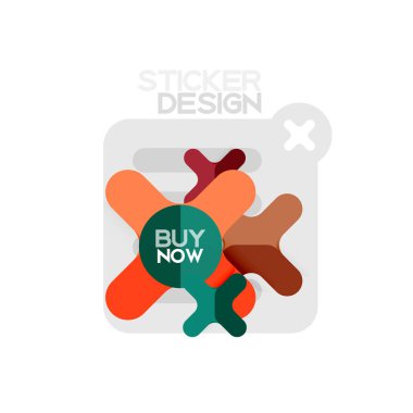 Düz tasarım çapraz şekil geometrik etiket simge, kağıt tarzı tasarım şimdi satın almak ile iş veya web sunumu, app veya arayüzü düğmeleri, internet web sitesi mağaza afiş ve etiketleri için örnek metin