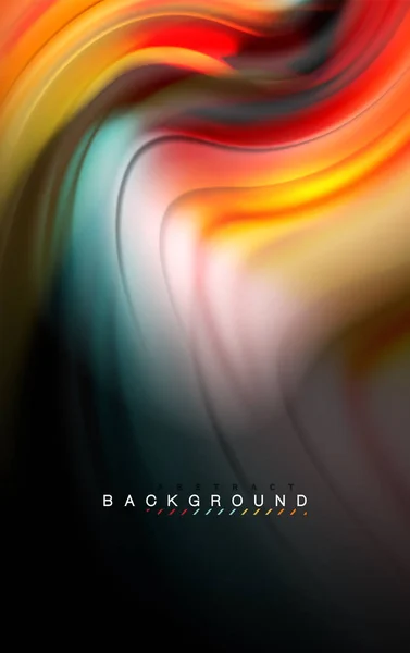 Fluid liquid colors design, colorful marble or plastic wavy texture background, glowing multicolored elements on black, for business or technology presentation or web brochure cover design, wallpaper — Stock Vector