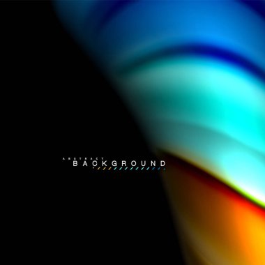 Sıvı karıştırma renkler dalga arka plan tasarlamak vektör. Renkli örgü dalgalar