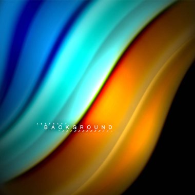 Sıvı karıştırma renkler dalga arka plan tasarlamak vektör. Renkli örgü dalgalar