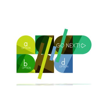 En az daire temiz soyut seçeneği adım Infographic tasarım öğesi, geometrik şekiller - Tur kareler, daireler ve satırları düzeni ile örnek metin