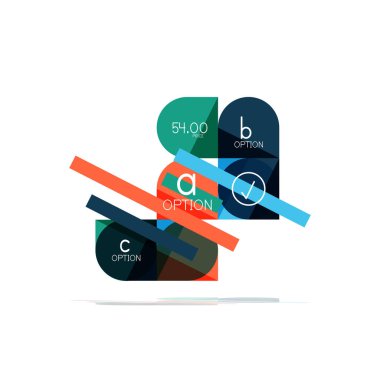 En az daire temiz soyut seçeneği adım Infographic tasarım öğesi, geometrik şekiller - Tur kareler, daireler ve satırları düzeni ile örnek metin