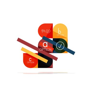 En az daire temiz soyut seçeneği adım Infographic tasarım öğesi, geometrik şekiller - Tur kareler, daireler ve satırları düzeni ile örnek metin