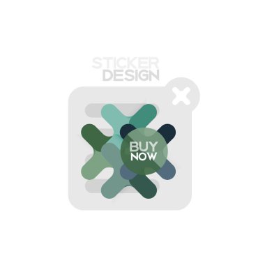 Düz tasarım çapraz şekil geometrik etiket simge, kağıt tarzı tasarım şimdi satın almak ile iş veya web sunum, app veya arayüzü düğmeleri için örnek metin