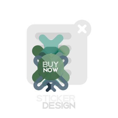 Düz tasarım çapraz şekil geometrik etiket simge, kağıt tarzı tasarım şimdi satın almak ile iş veya web sunum, app veya arayüzü düğmeleri için örnek metin